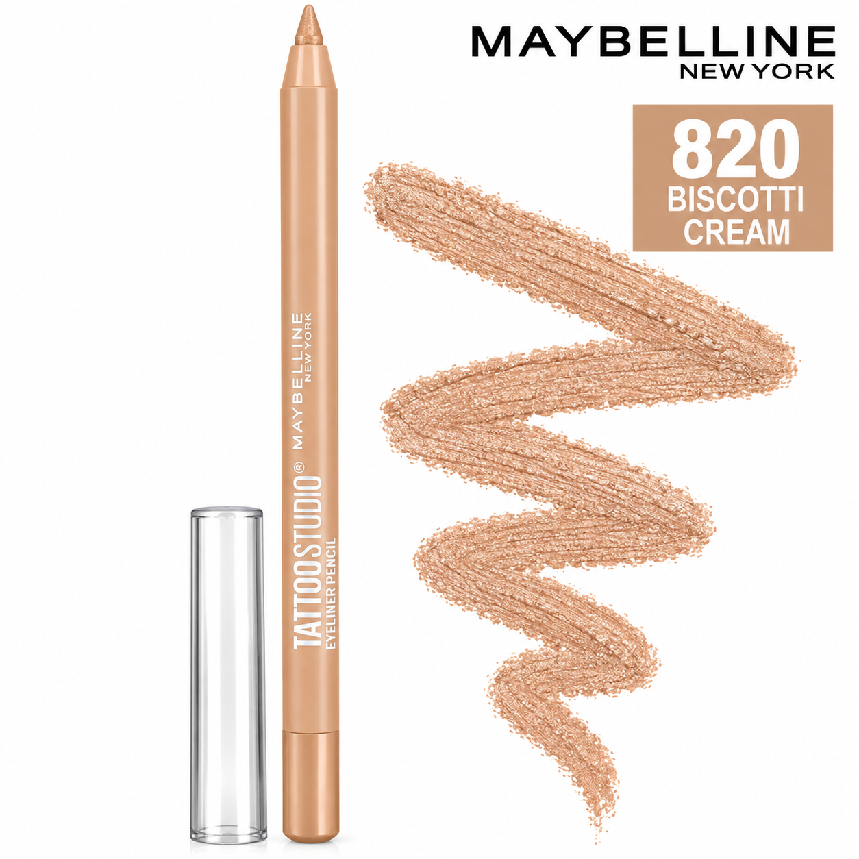 Lápiz Delineador de Ojos Maybelline Tattoo Studio – 820 Biscotti Cream